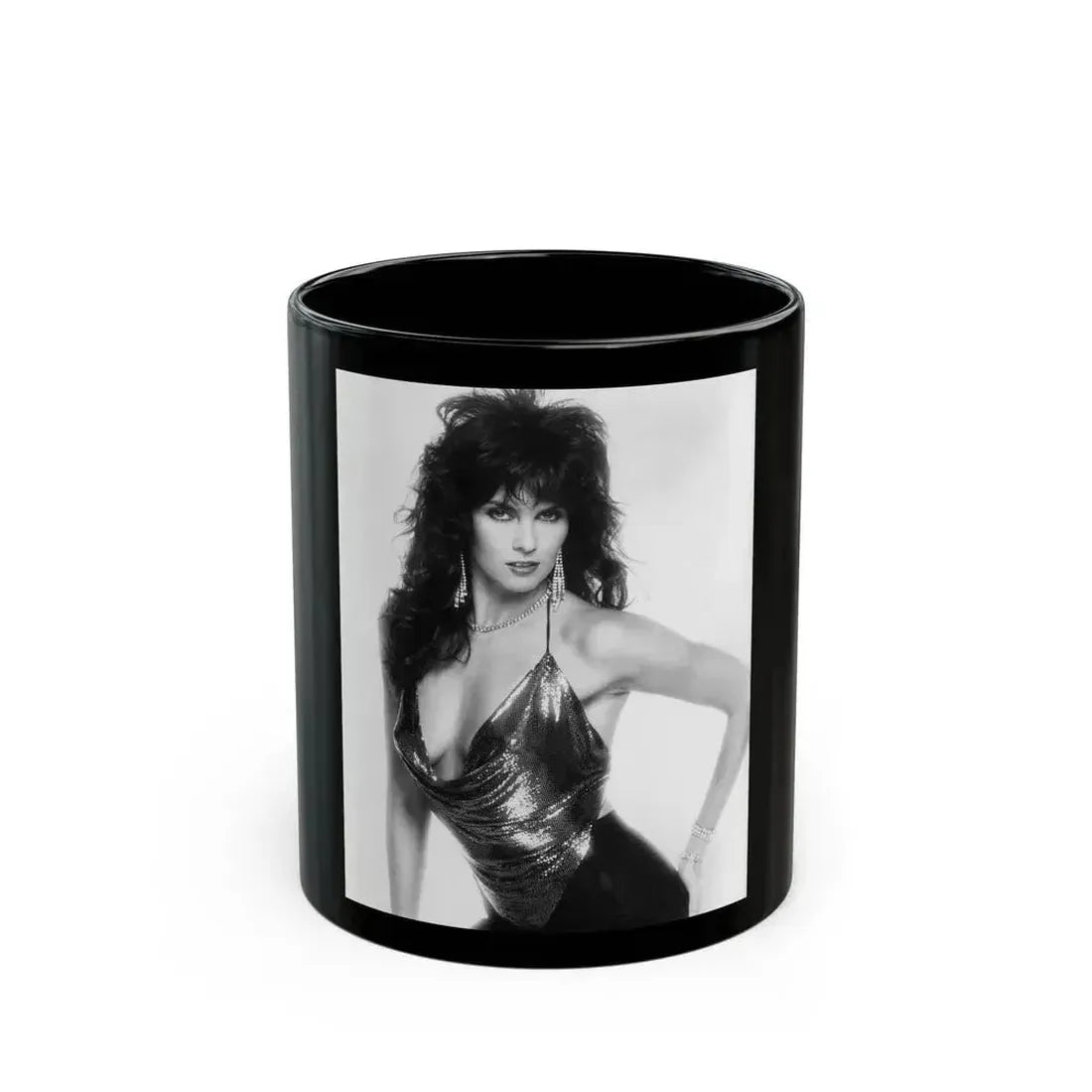 Caroline Munro #323 (Vintage Female Icon) Black Coffee Mug 11oz - Go Mug Yourself