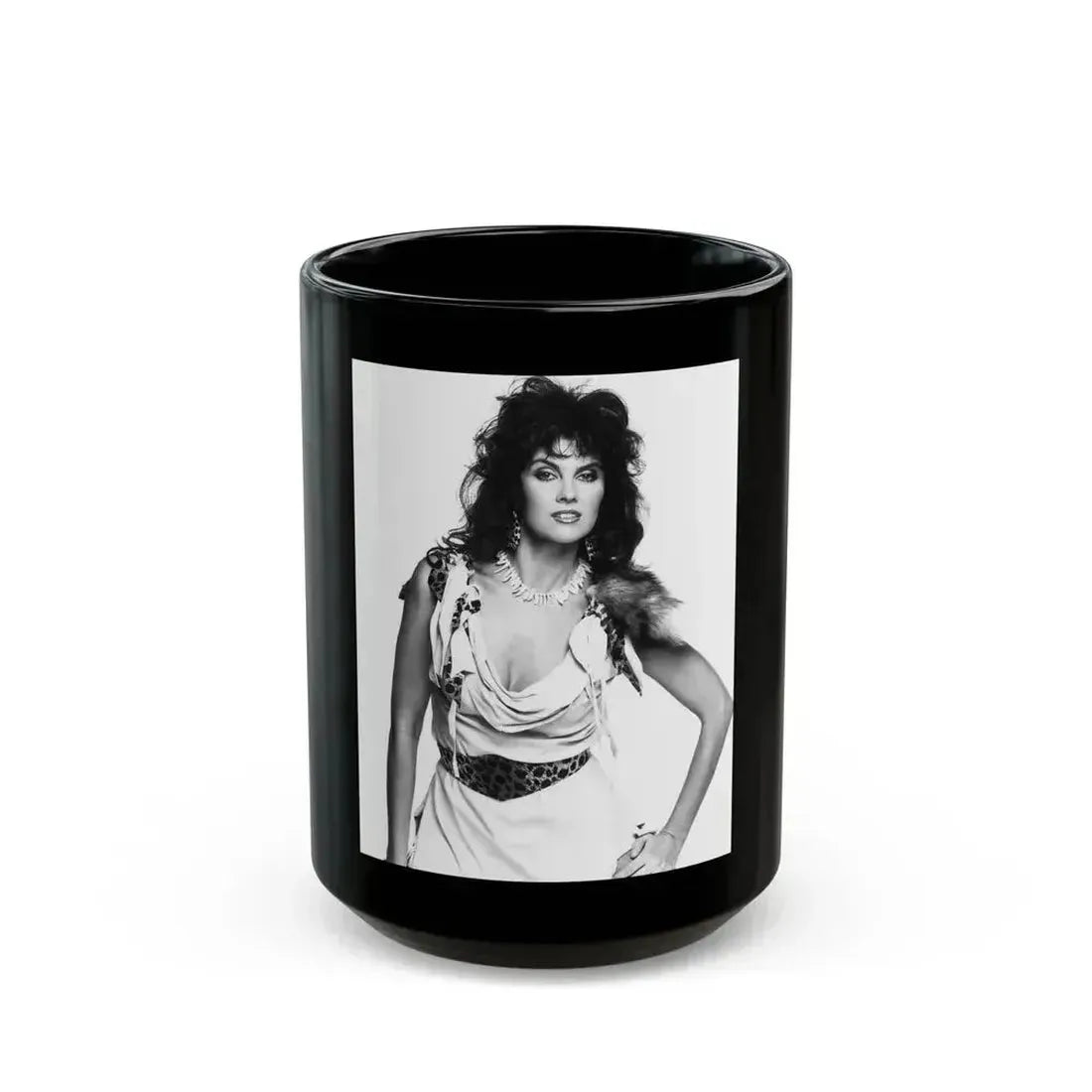 Caroline Munro #324 (Vintage Female Icon) Black Coffee Mug 15oz - Go Mug Yourself