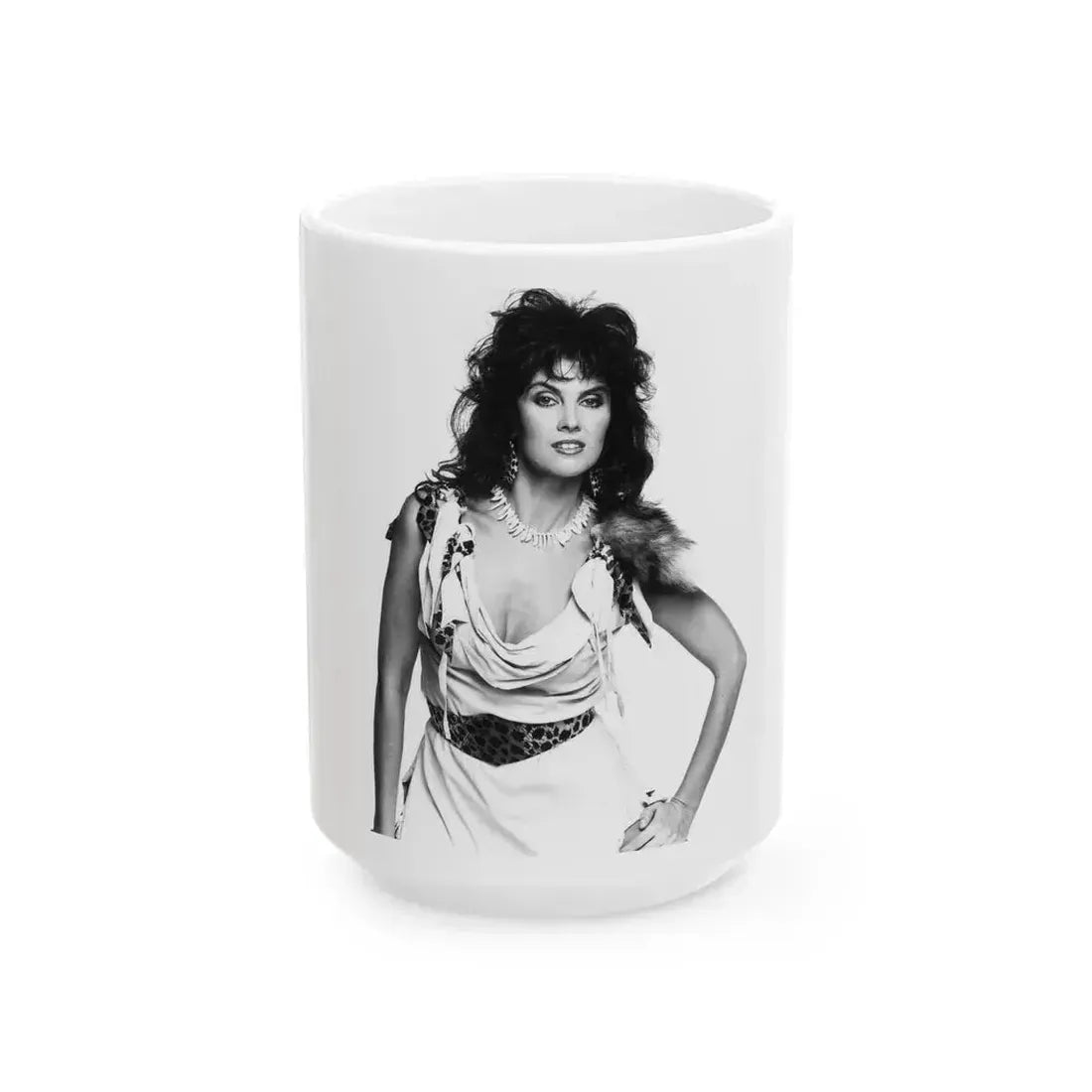Caroline Munro #324 (Vintage Female Icon) White Coffee Mug 15oz - Go Mug Yourself