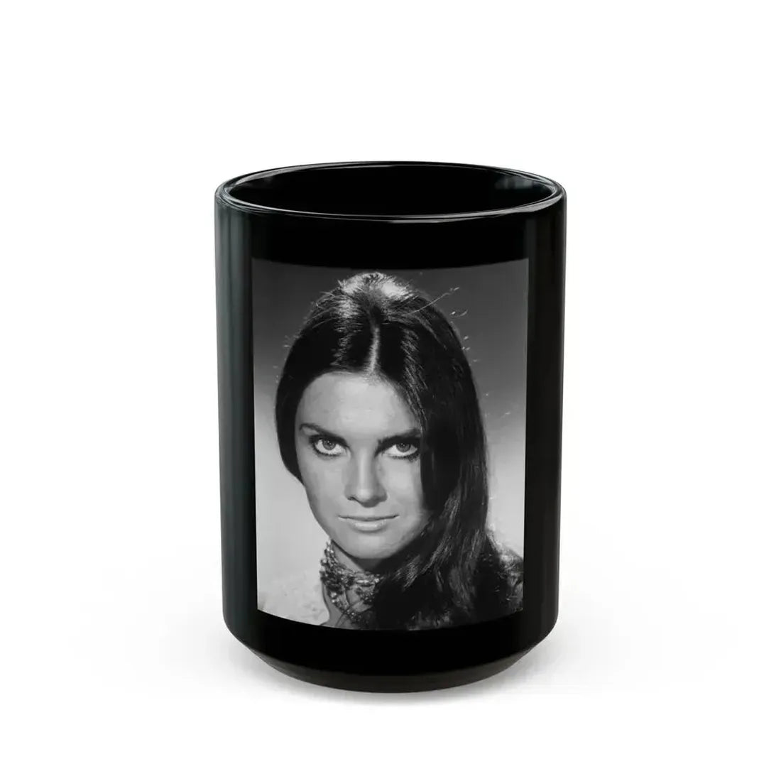 Caroline Munro #328 (Vintage Female Icon) Black Coffee Mug 15oz - Go Mug Yourself