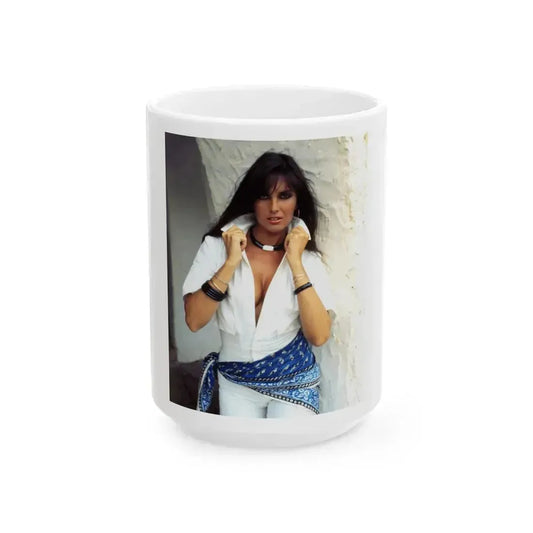 Caroline Munro #331 (Vintage Female Icon) White Coffee Mug 15oz - Go Mug Yourself