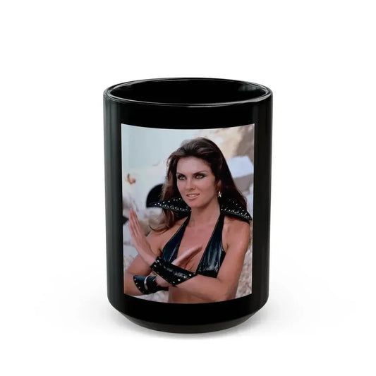 Caroline Munro #335 (Vintage Female Icon) Black Coffee Mug 15oz - Go Mug Yourself