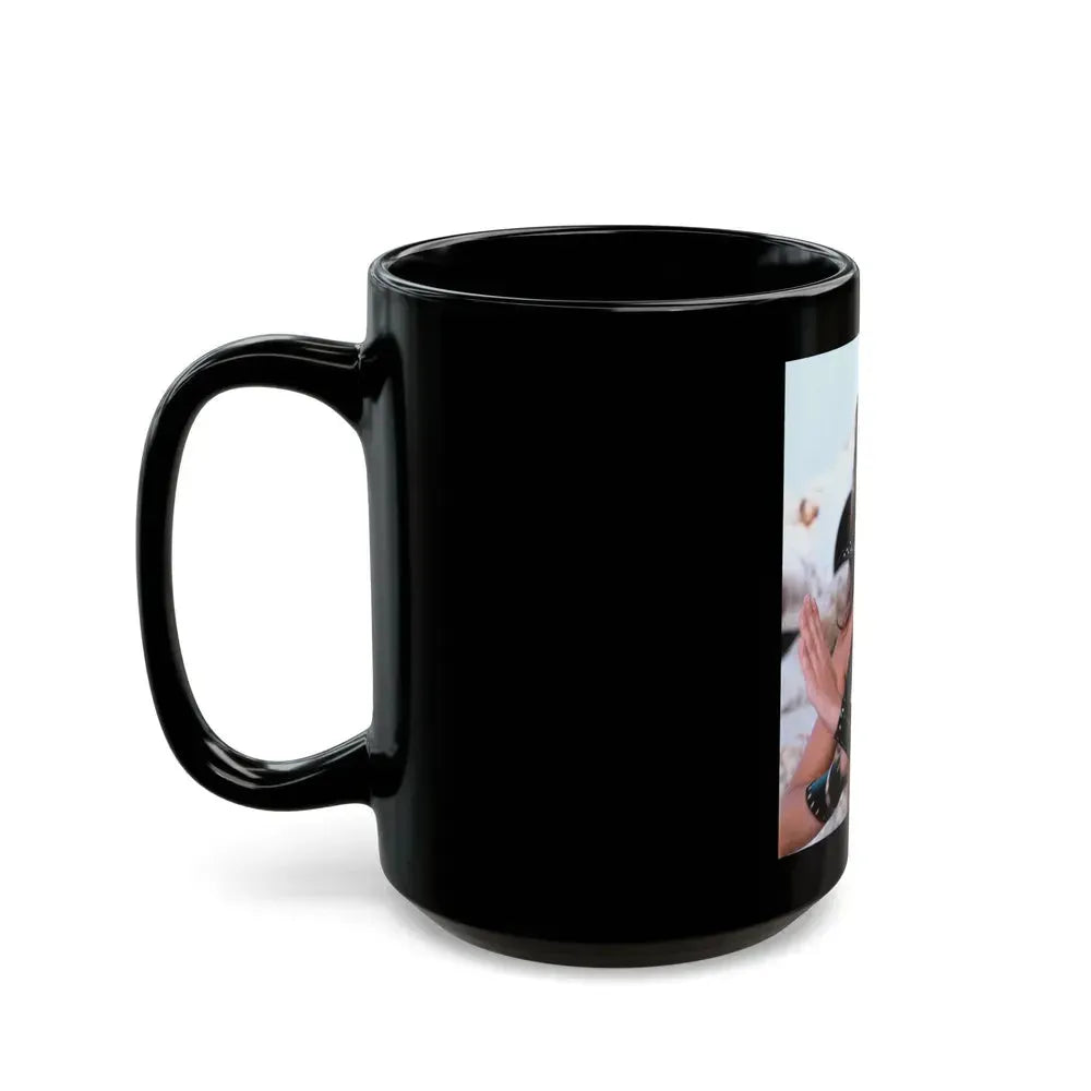 Caroline Munro #335 (Vintage Female Icon) Black Coffee Mug - Go Mug Yourself