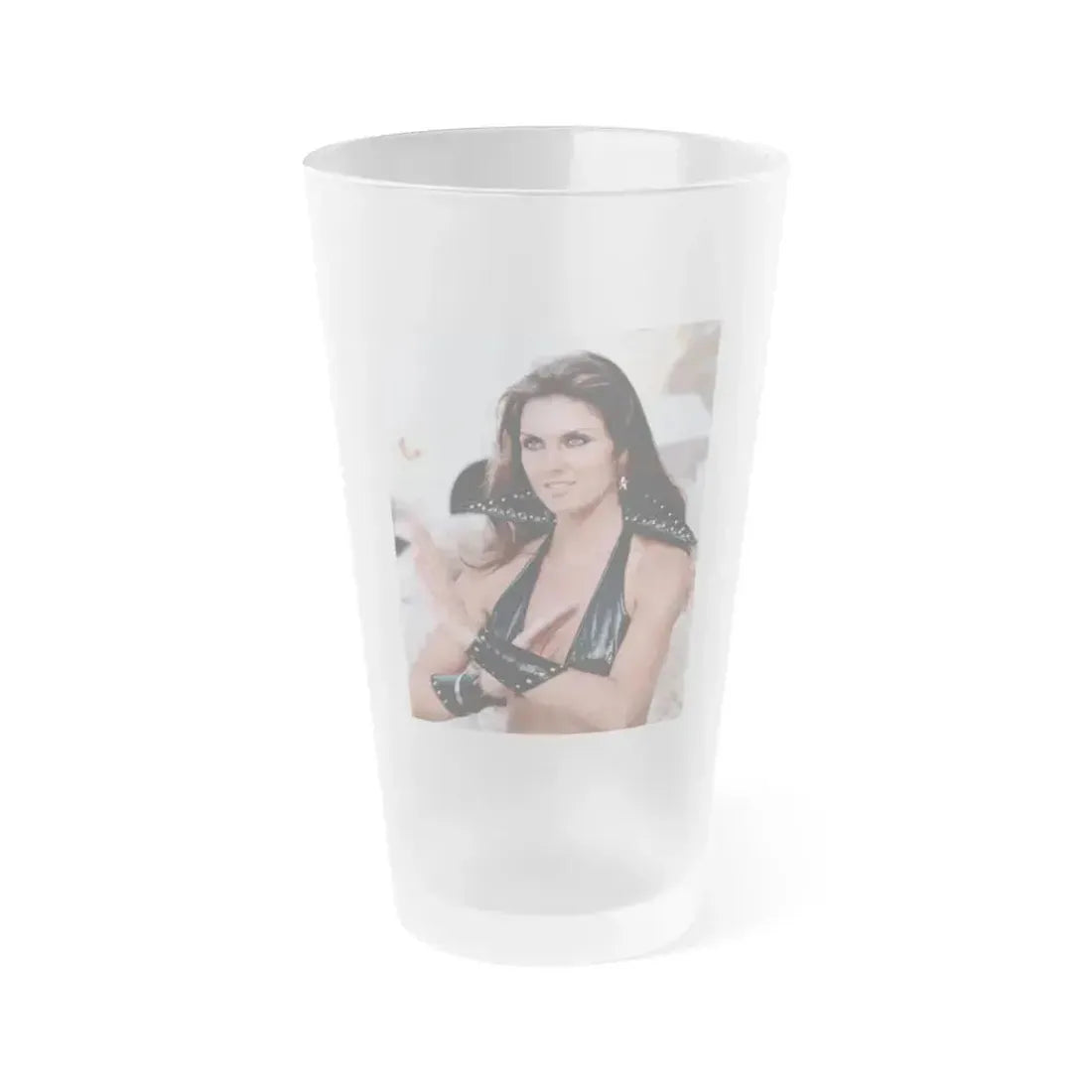 Caroline Munro #335 (Vintage Female Icon) Frosted Pint Glass 16oz 16oz Frosted - Go Mug Yourself