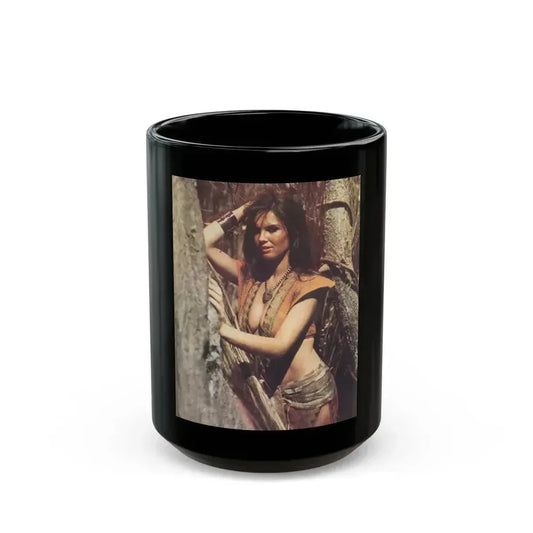 Caroline Munro #337 (Vintage Female Icon) Black Coffee Mug 15oz - Go Mug Yourself