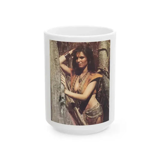 Caroline Munro #337 (Vintage Female Icon) White Coffee Mug 15oz - Go Mug Yourself