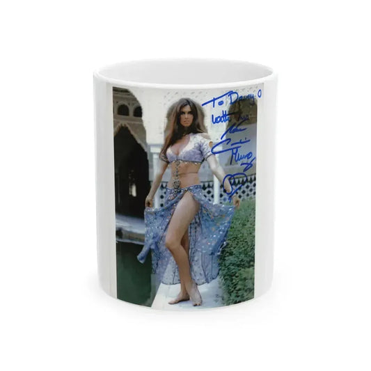 Caroline Munro #34 - Color 8x10 Golden Voyage Of Sinbad '73 Promo Full Body Glamour Photo Personalized at Monsterbash 6-18-22 (Vintage Female Icon) White Coffee Mug 11oz - Go Mug Yourself