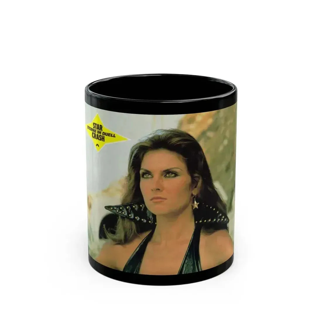 Caroline Munro #340 (Vintage Female Icon) Black Coffee Mug 11oz - Go Mug Yourself