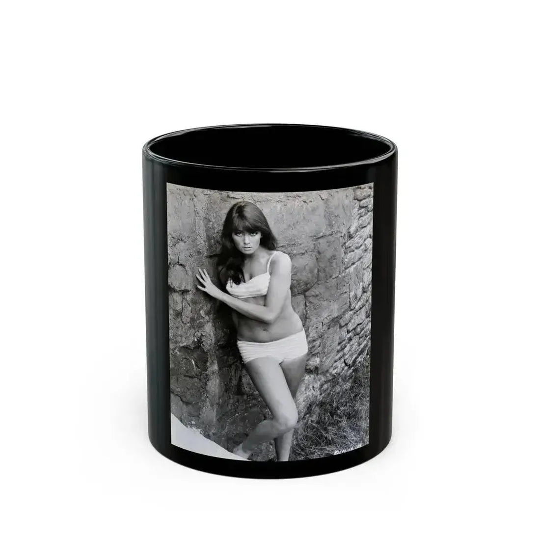 Caroline Munro #341 (Vintage Female Icon) Black Coffee Mug 11oz - Go Mug Yourself