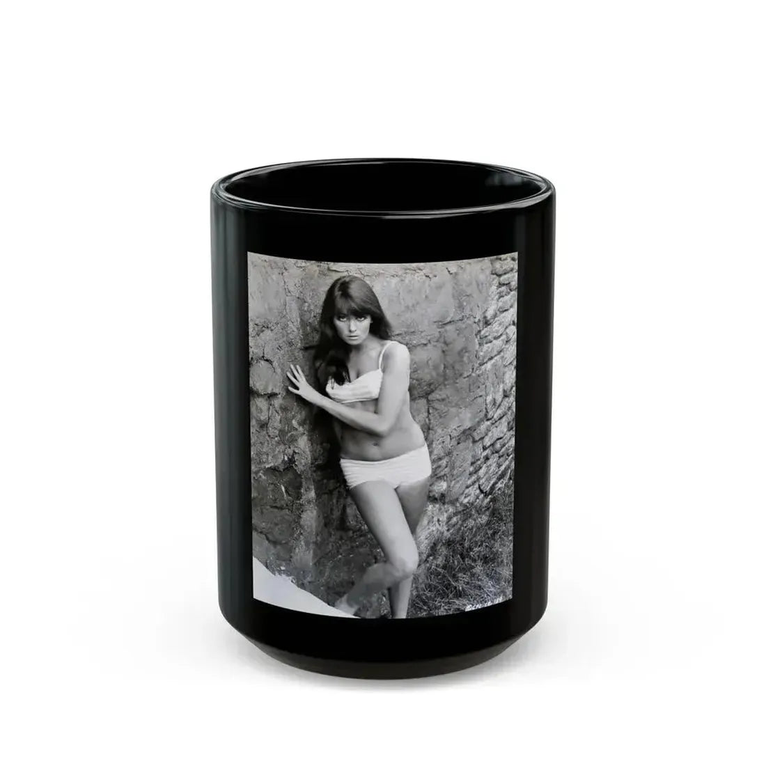 Caroline Munro #341 (Vintage Female Icon) Black Coffee Mug 15oz - Go Mug Yourself