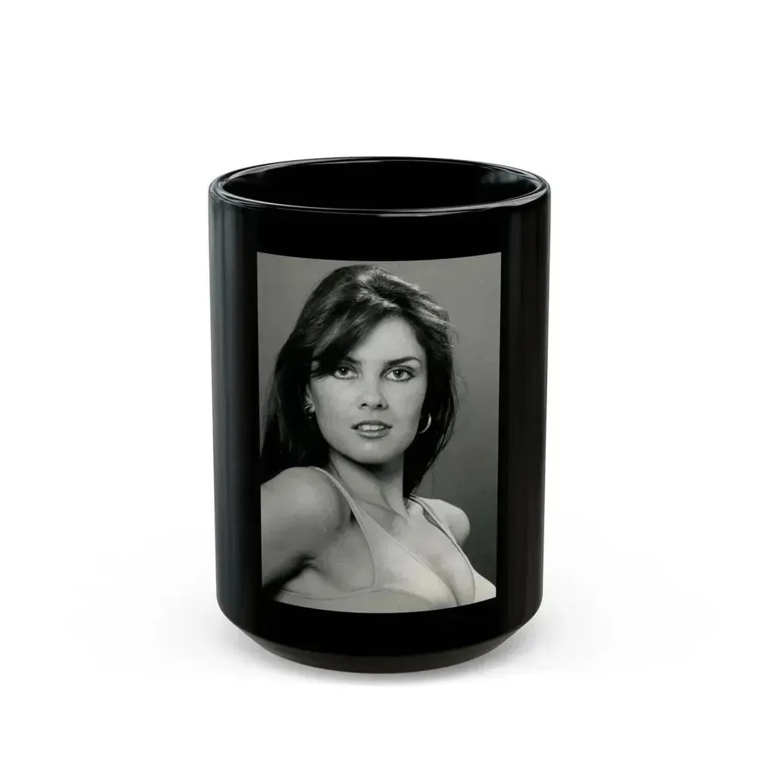 Caroline Munro #342 (Vintage Female Icon) Black Coffee Mug 15oz - Go Mug Yourself