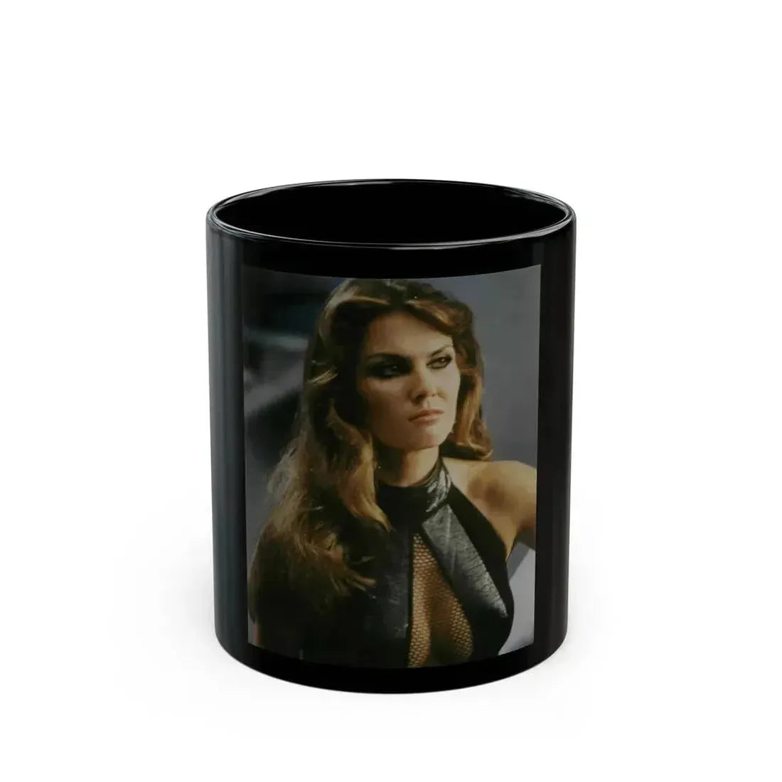 Caroline Munro #35 (Vintage Female Icon) Black Coffee Mug 11oz - Go Mug Yourself