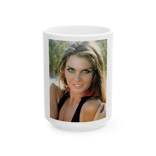 Caroline Munro #350 (Vintage Female Icon) White Coffee Mug 15oz - Go Mug Yourself