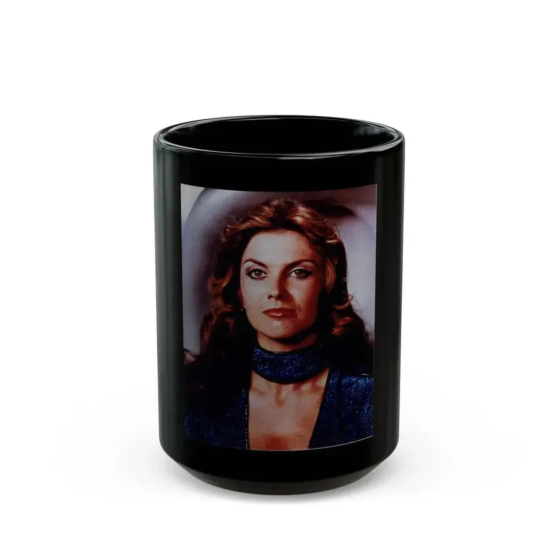 Caroline Munro #351 (Vintage Female Icon) Black Coffee Mug 15oz - Go Mug Yourself