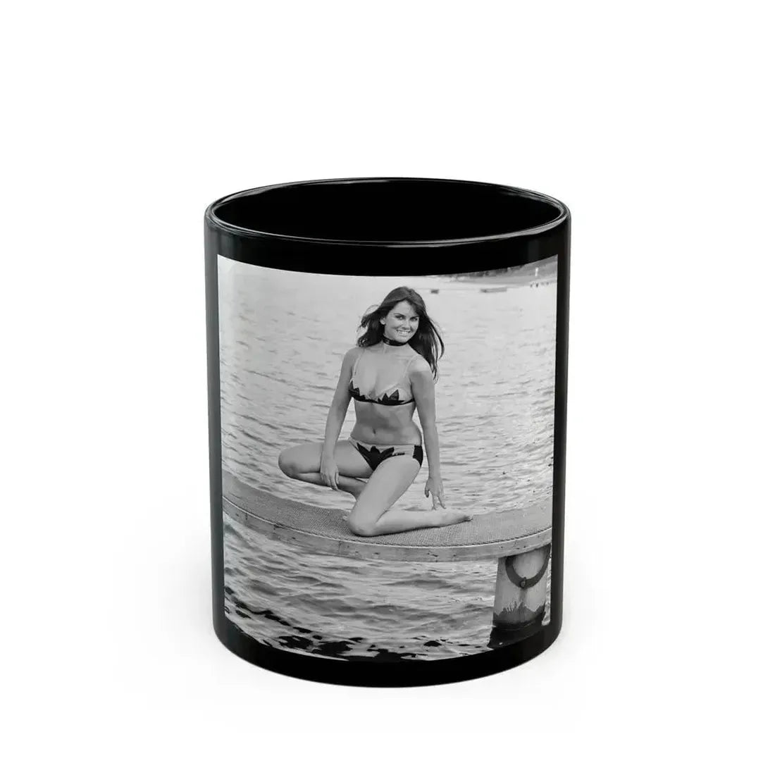 Caroline Munro #352 (Vintage Female Icon) Black Coffee Mug 11oz - Go Mug Yourself