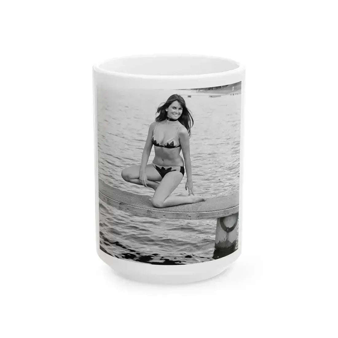 Caroline Munro #352 (Vintage Female Icon) White Coffee Mug 15oz - Go Mug Yourself