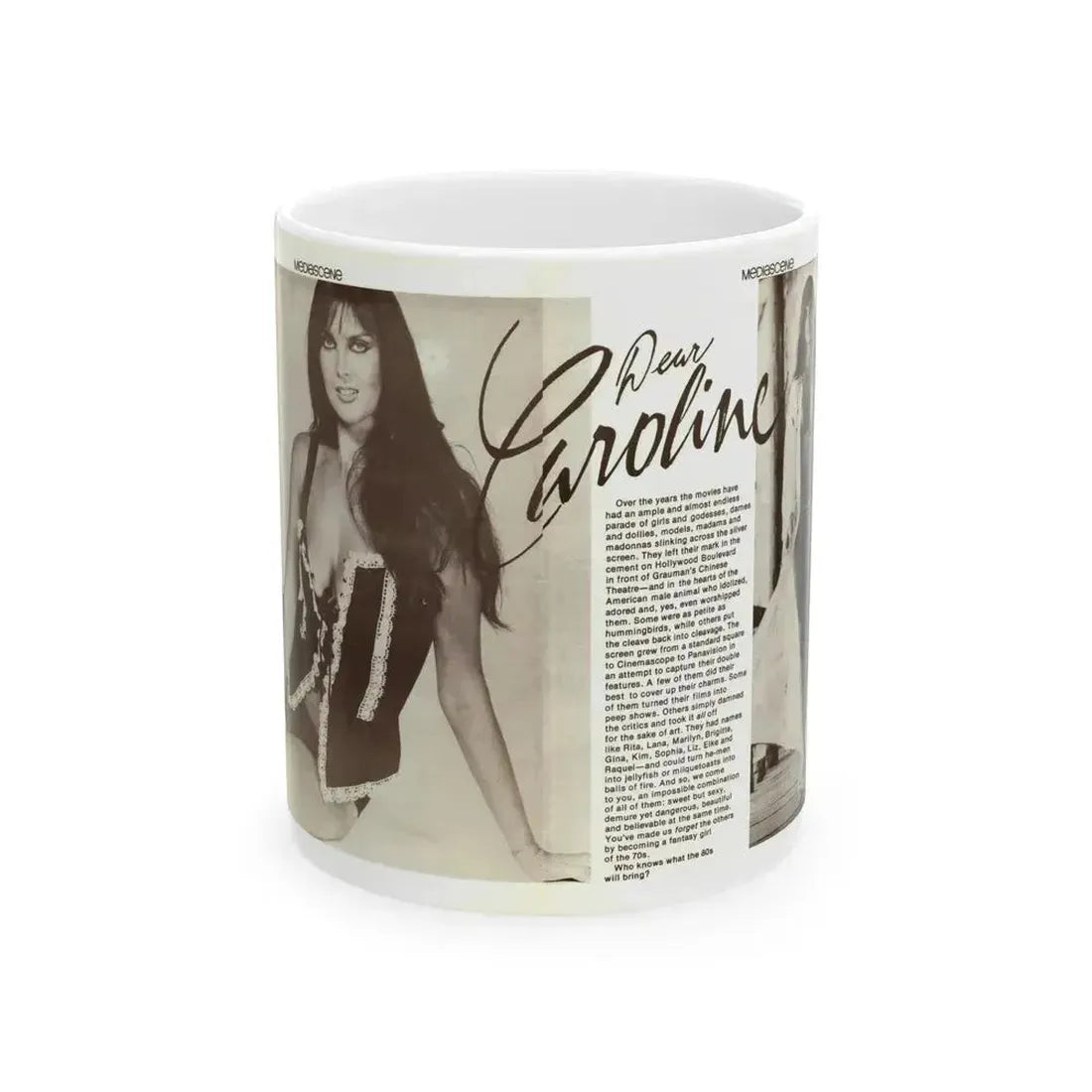 Caroline Munro #356 (Vintage Female Icon) White Coffee Mug 11oz - Go Mug Yourself