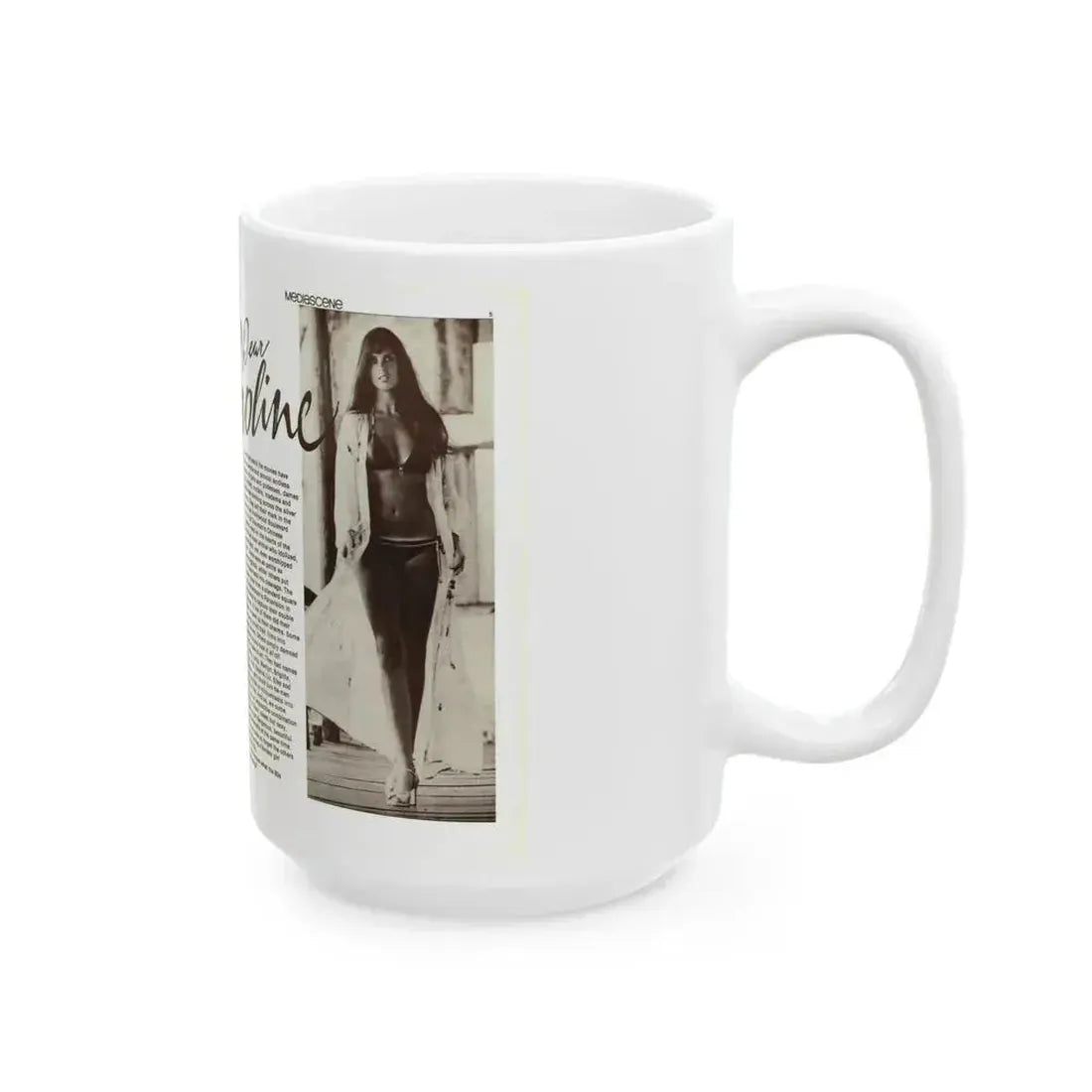 Caroline Munro #356 (Vintage Female Icon) White Coffee Mug - Go Mug Yourself