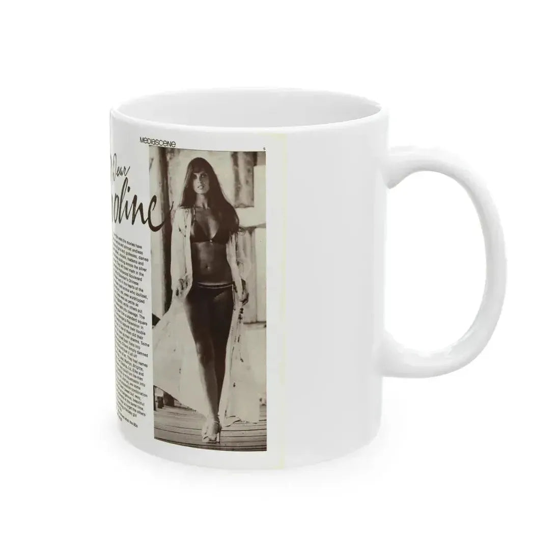 Caroline Munro #356 (Vintage Female Icon) White Coffee Mug - Go Mug Yourself