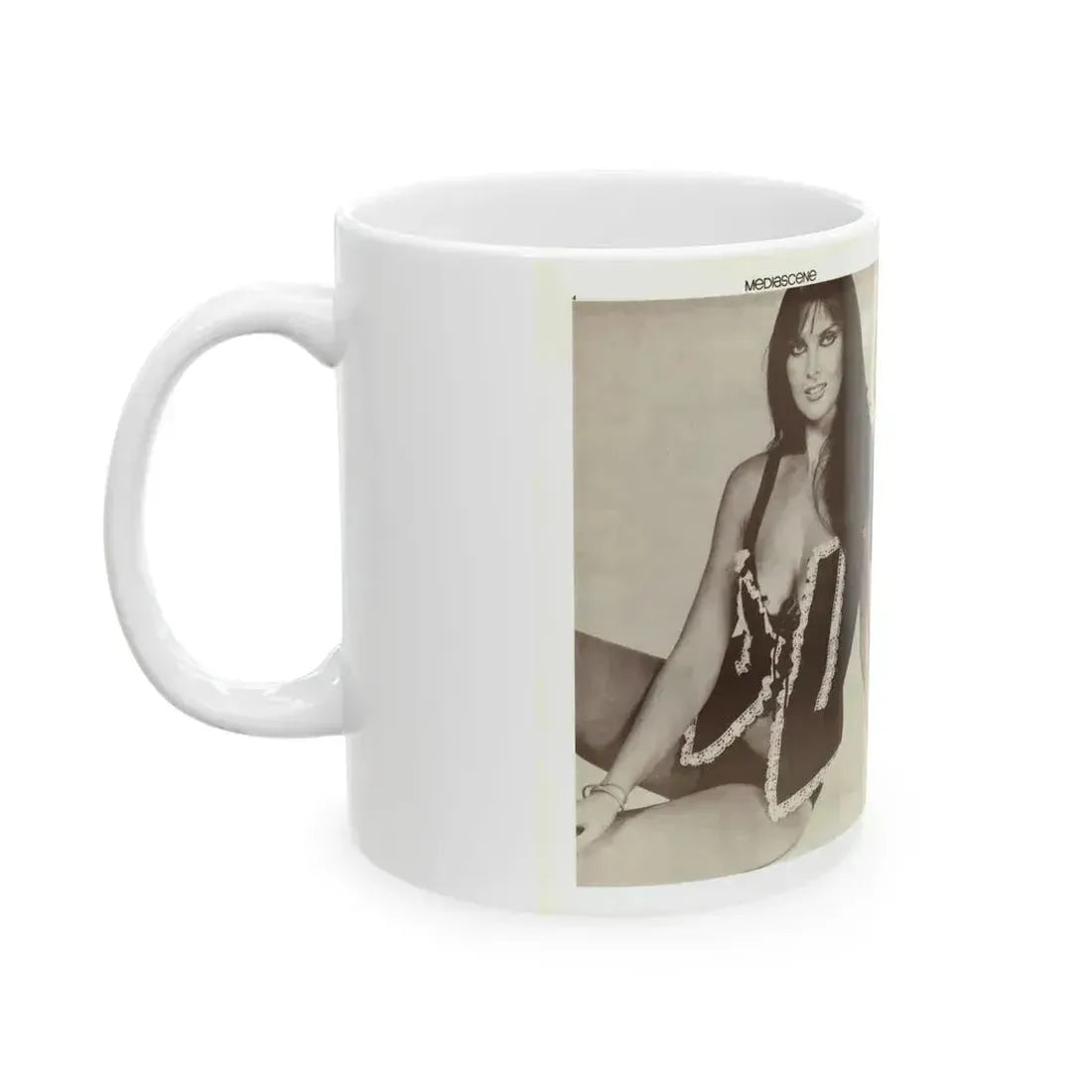 Caroline Munro #356 (Vintage Female Icon) White Coffee Mug - Go Mug Yourself