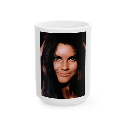 Caroline Munro #359 - Questar Mag. Vol. 2 #3, June '80 (Vintage Female Icon) White Coffee Mug 15oz - Go Mug Yourself