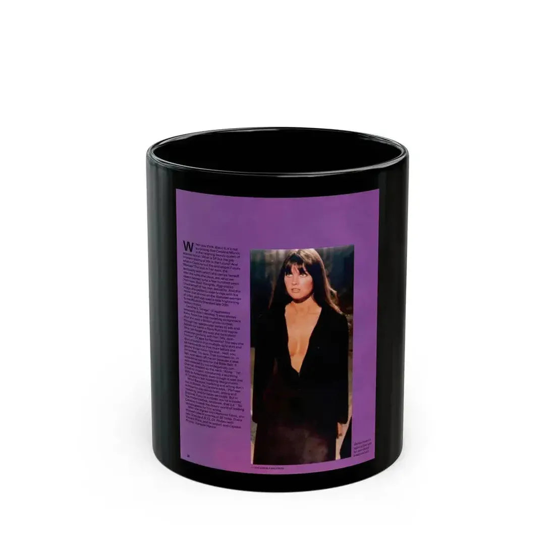 Caroline Munro #361 - Questar Mag. Vol. 2 #3, June '80 (Vintage Female Icon) Black Coffee Mug 11oz - Go Mug Yourself