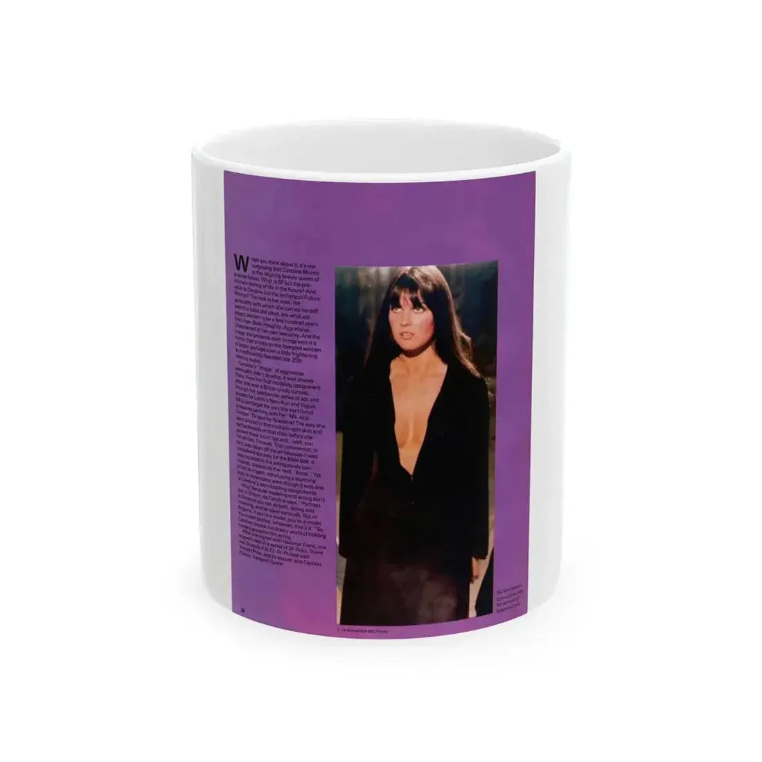 Caroline Munro #361 - Questar Mag. Vol. 2 #3, June '80 (Vintage Female Icon) White Coffee Mug 11oz - Go Mug Yourself