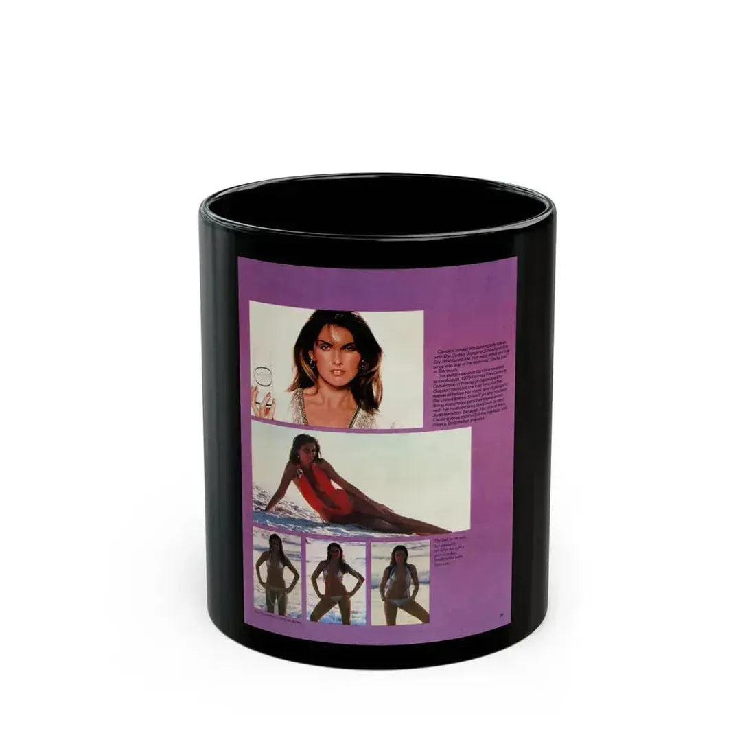 Caroline Munro #362 - Questar Mag. Vol. 2 #3, June '80 (Vintage Female Icon) Black Coffee Mug 11oz - Go Mug Yourself