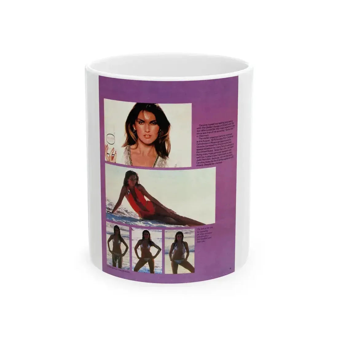 Caroline Munro #362 - Questar Mag. Vol. 2 #3, June '80 (Vintage Female Icon) White Coffee Mug 11oz - Go Mug Yourself