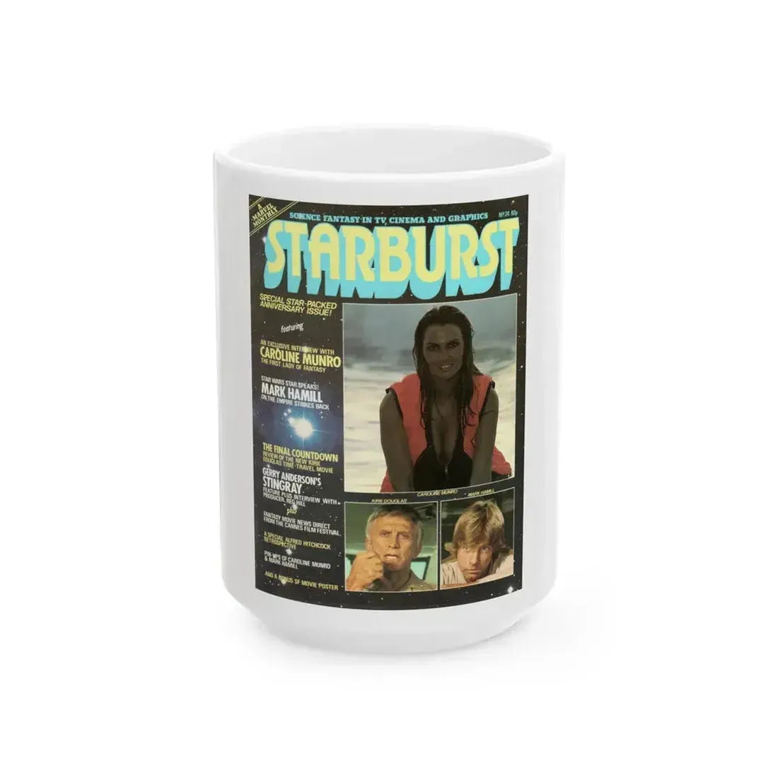 Caroline Munro #365 - Starbust Mag. #24 August '80 (Vintage Female Icon) White Coffee Mug 15oz - Go Mug Yourself
