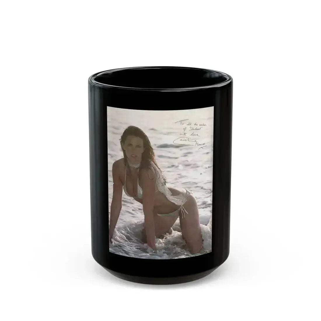 Caroline Munro #367 - Starbust Mag. #24 August '80 (Vintage Female Icon) Black Coffee Mug 15oz - Go Mug Yourself
