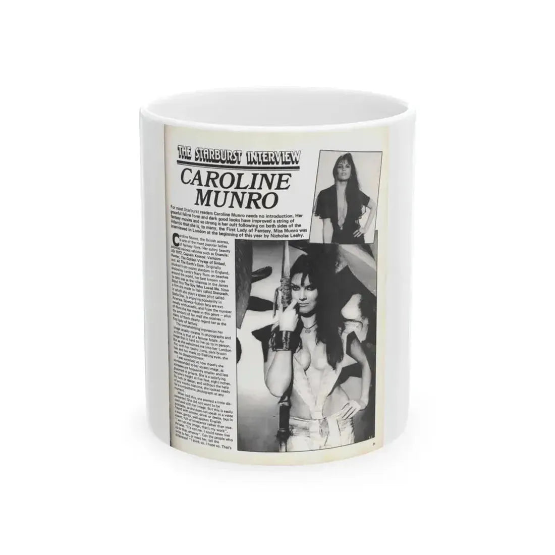 Caroline Munro #368 - Starbust Mag. #24 August '80 (Vintage Female Icon) White Coffee Mug 11oz - Go Mug Yourself