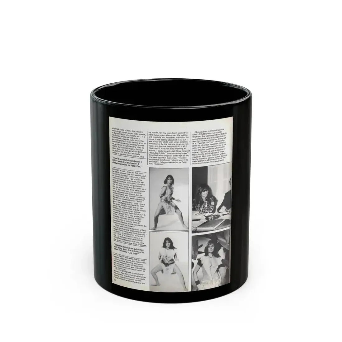 Caroline Munro #369 - Starbust Mag. #24 August '80 (Vintage Female Icon) Black Coffee Mug 11oz - Go Mug Yourself