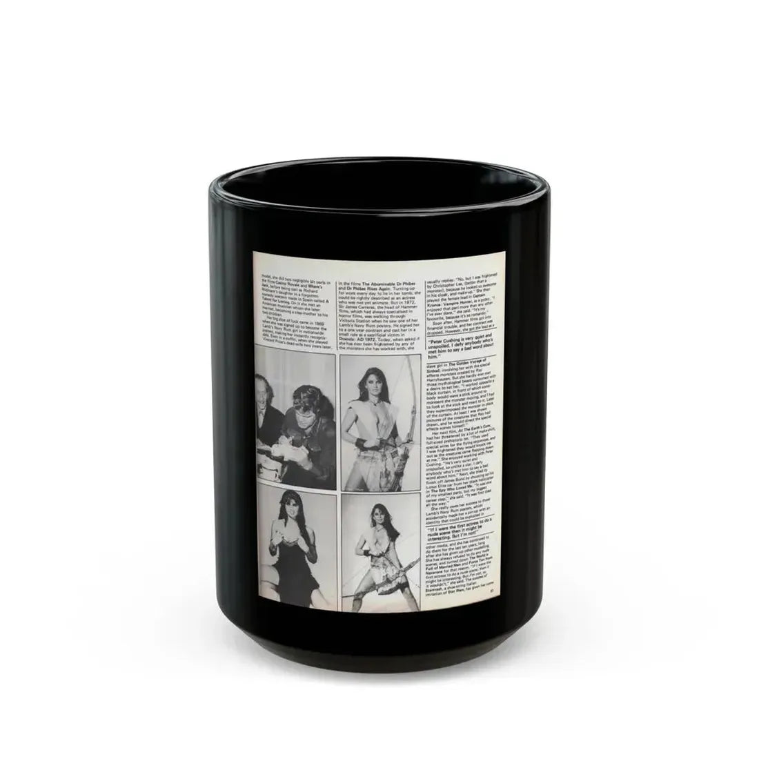 Caroline Munro #370 - Starbust Mag. #24 August '80 (Vintage Female Icon) Black Coffee Mug 15oz - Go Mug Yourself