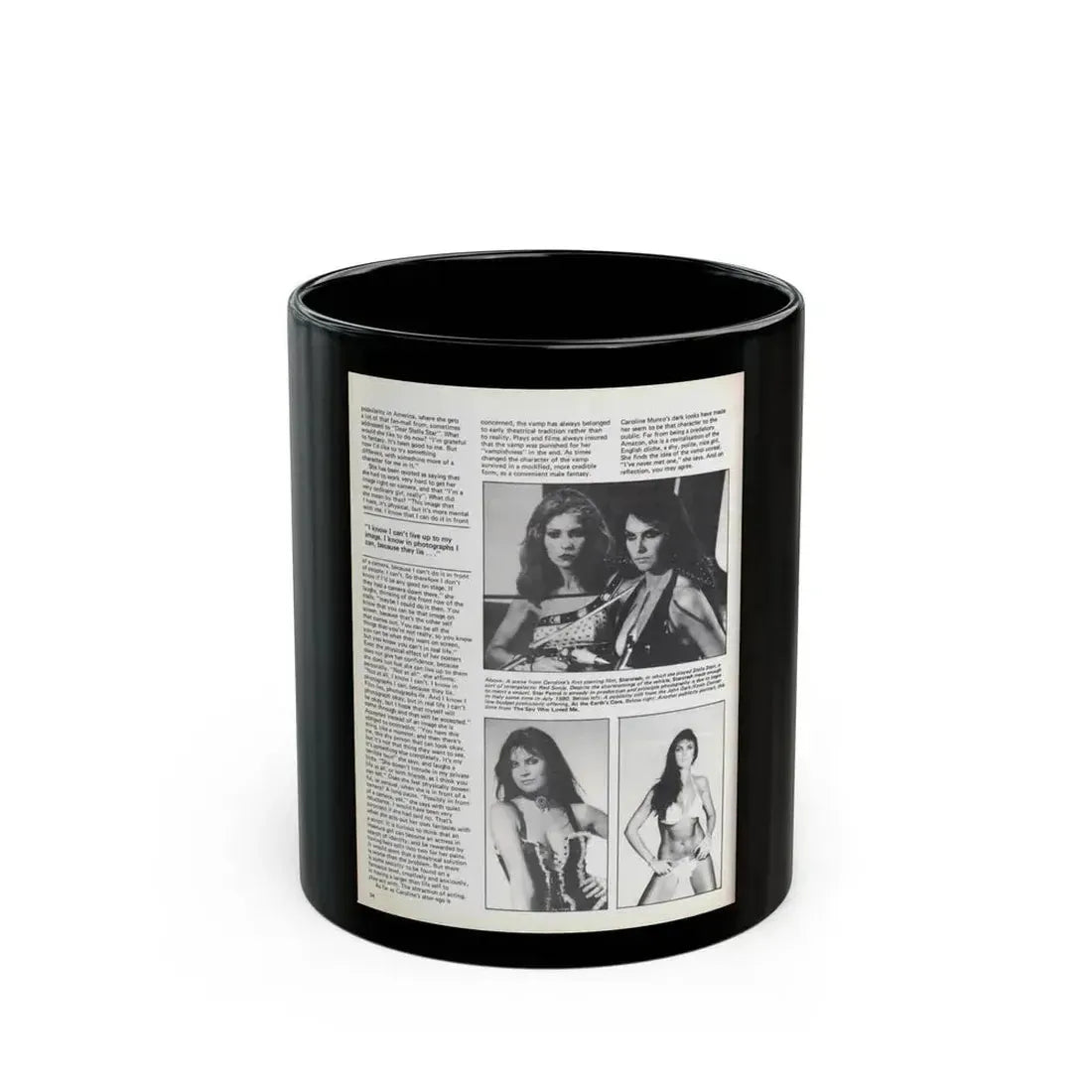 Caroline Munro #371 - Starbust Mag. #24 August '80 (Vintage Female Icon) Black Coffee Mug 11oz - Go Mug Yourself