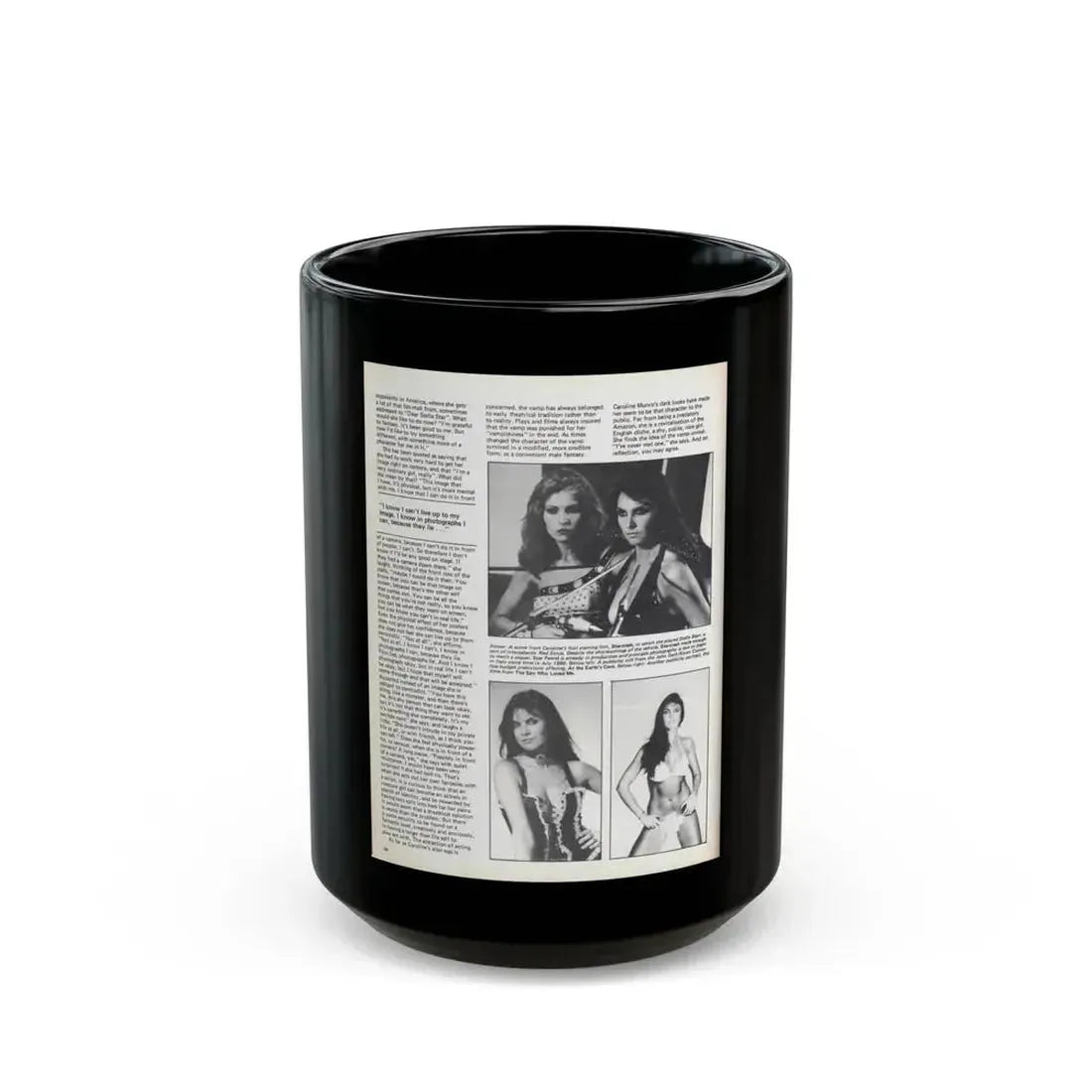Caroline Munro #371 - Starbust Mag. #24 August '80 (Vintage Female Icon) Black Coffee Mug 15oz - Go Mug Yourself