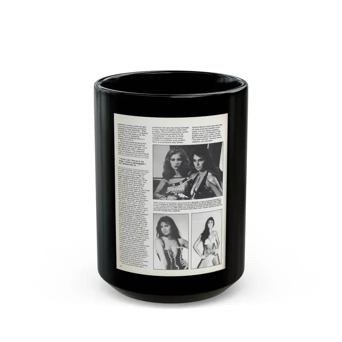 Caroline Munro #371 - Starbust Mag. #24 August '80 (Vintage Female Icon) Black Coffee Mug 15oz - Go Mug Yourself