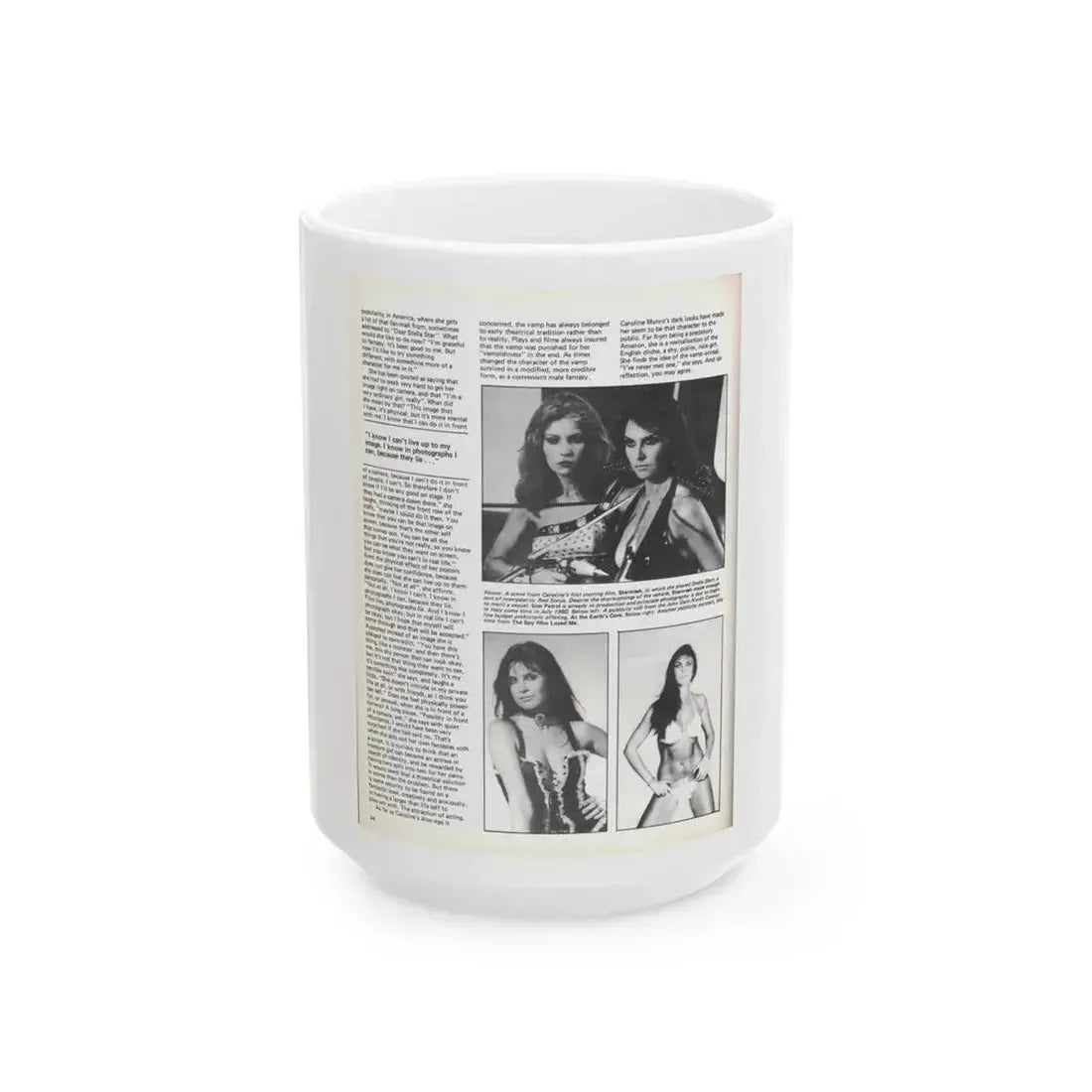 Caroline Munro #371 - Starbust Mag. #24 August '80 (Vintage Female Icon) White Coffee Mug 15oz - Go Mug Yourself