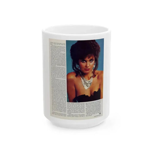 Caroline Munro #372 (Vintage Female Icon) White Coffee Mug 15oz - Go Mug Yourself