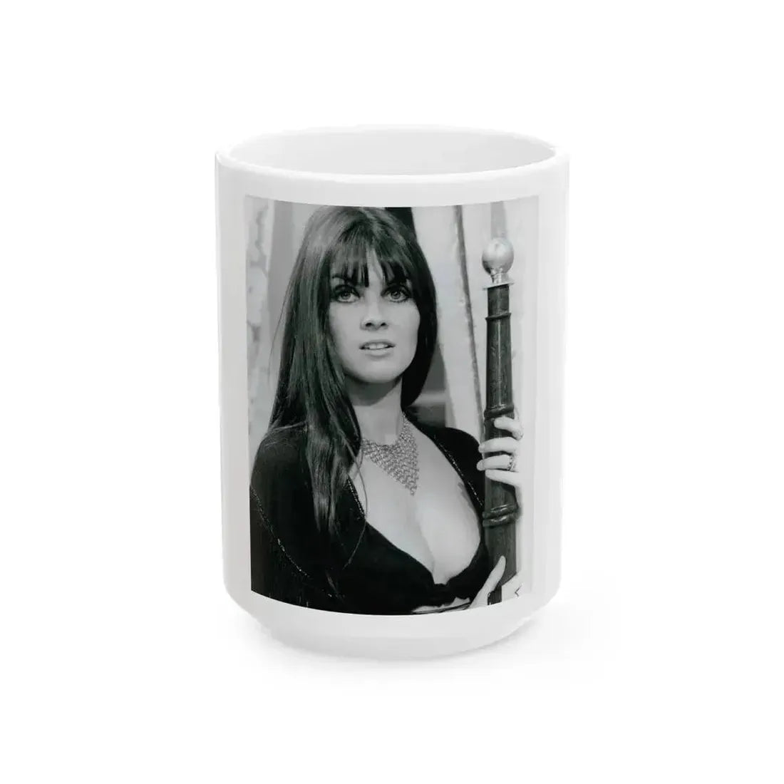 Caroline Munro #374 (Vintage Female Icon) White Coffee Mug 15oz - Go Mug Yourself