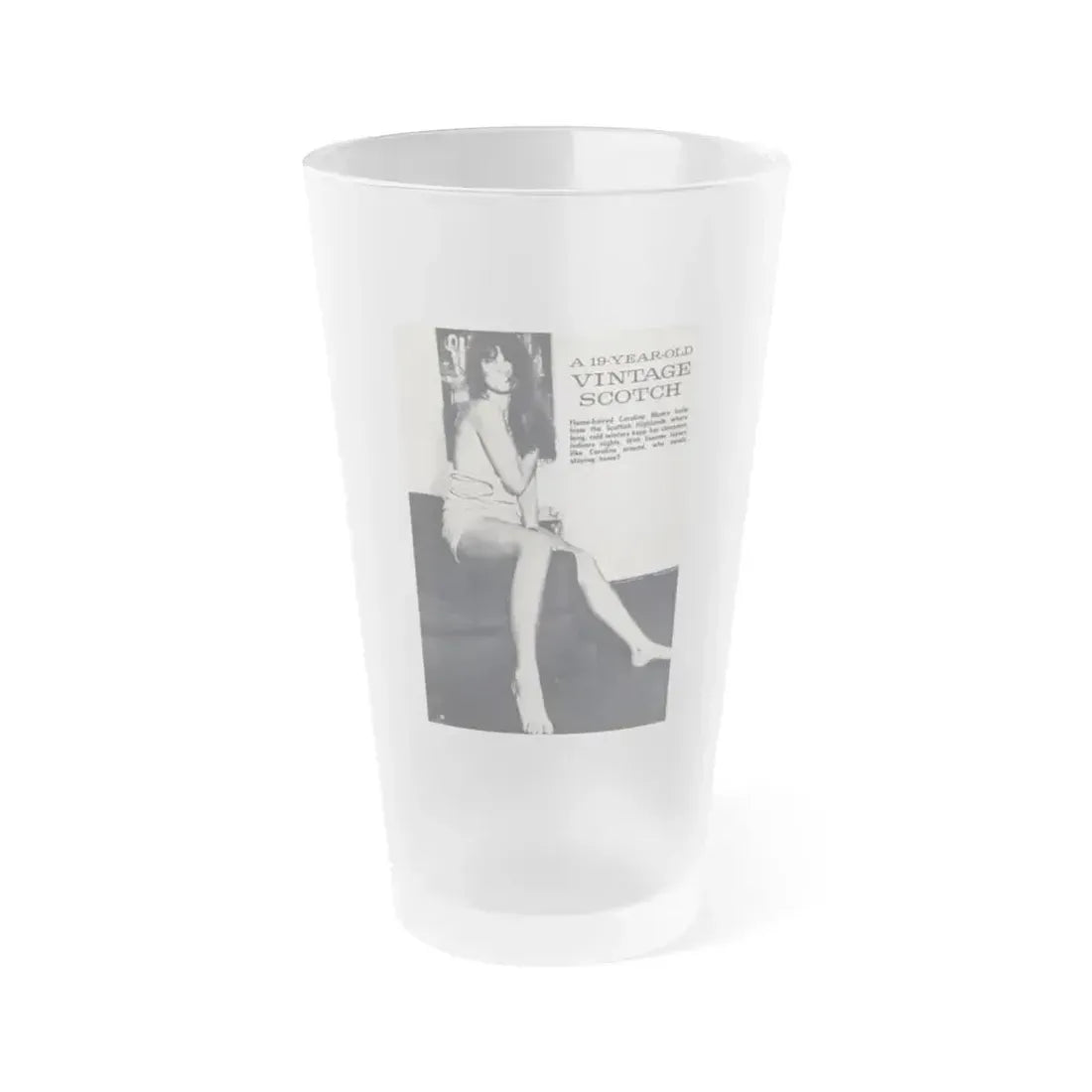 Caroline Munro #38 (Vintage Female Icon) Frosted Pint Glass 16oz 16oz Frosted - Go Mug Yourself