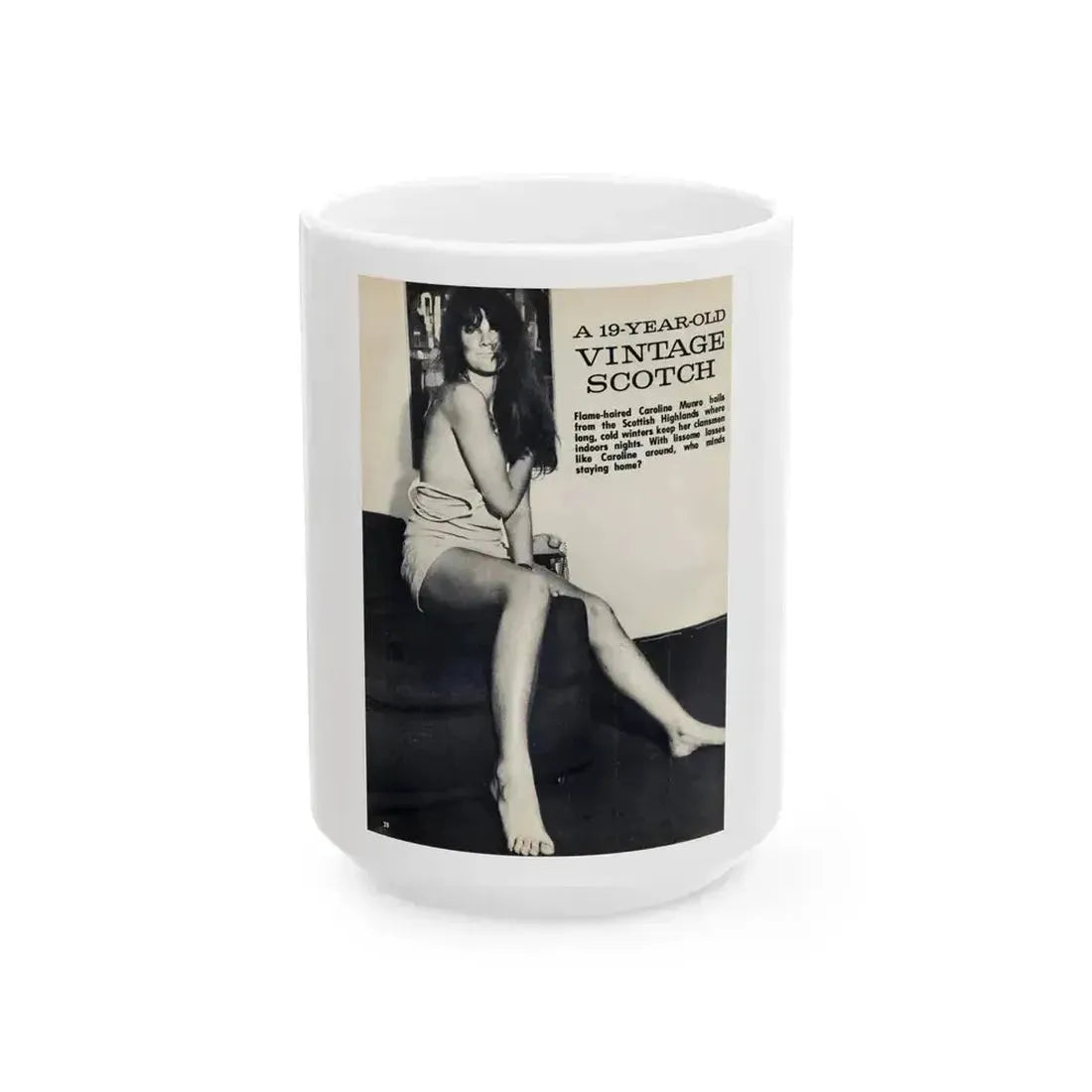 Caroline Munro #38 (Vintage Female Icon) White Coffee Mug 15oz - Go Mug Yourself