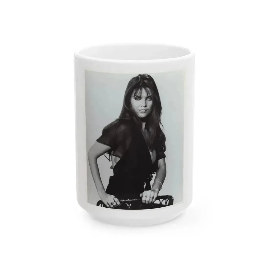 Caroline Munro #382 (Vintage Female Icon) White Coffee Mug 15oz - Go Mug Yourself