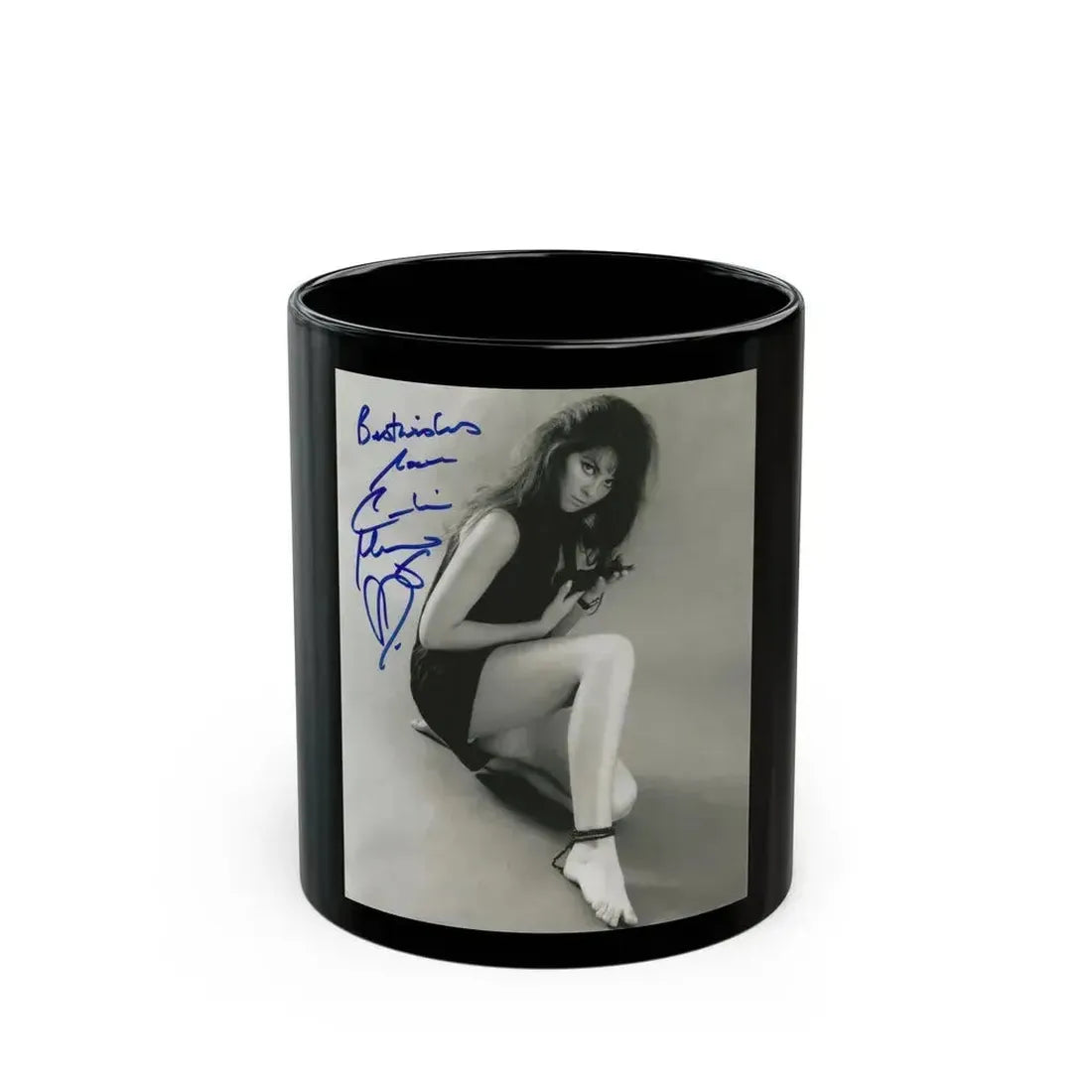 Caroline Munro #384 (Vintage Female Icon) Black Coffee Mug 11oz - Go Mug Yourself