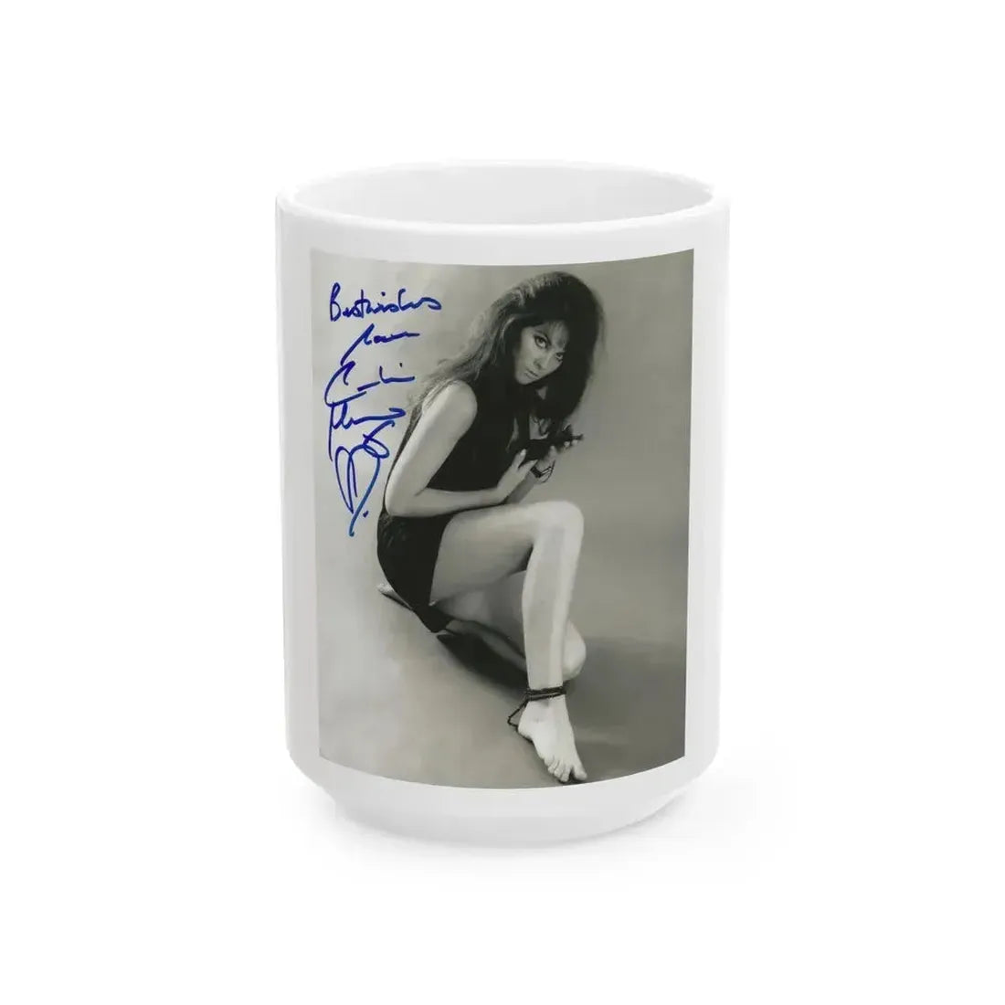 Caroline Munro #384 (Vintage Female Icon) White Coffee Mug 15oz - Go Mug Yourself