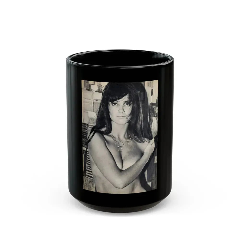 Caroline Munro #39 (Vintage Female Icon) Black Coffee Mug 15oz - Go Mug Yourself
