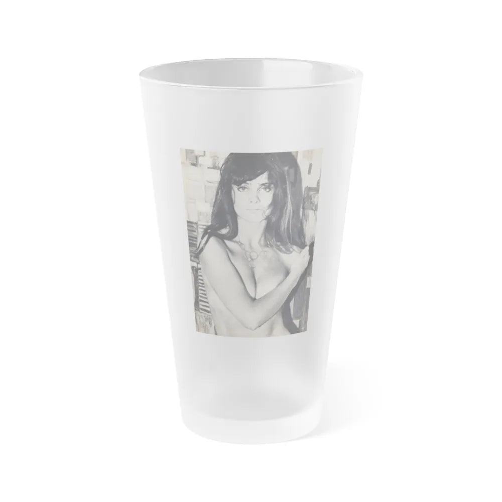 Caroline Munro #39 (Vintage Female Icon) Frosted Pint Glass 16oz-16oz-Frosted-Go Mug Yourself