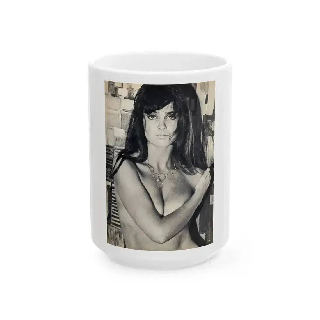 Caroline Munro #39 (Vintage Female Icon) White Coffee Mug 15oz - Go Mug Yourself