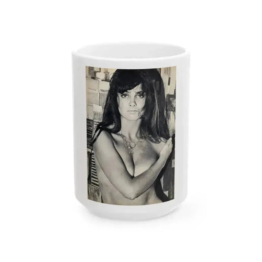 Caroline Munro #39 (Vintage Female Icon) White Coffee Mug 15oz - Go Mug Yourself