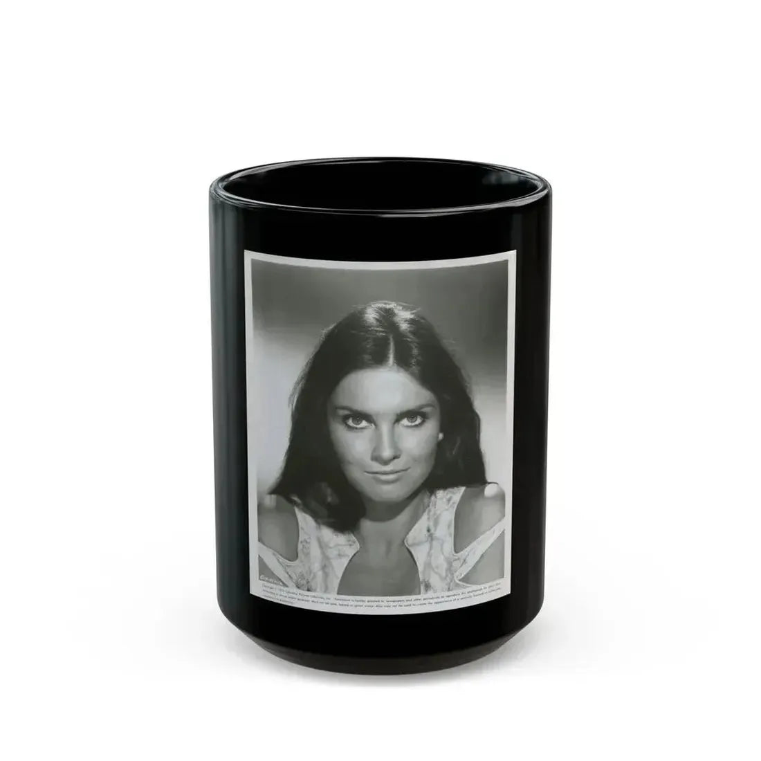 Caroline Munro #395 (Vintage Female Icon) Black Coffee Mug 15oz - Go Mug Yourself